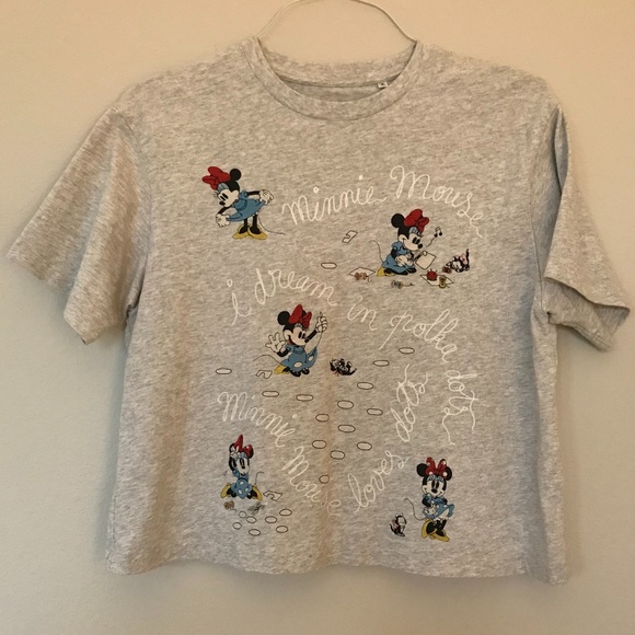 Uniqlo Tops - Disney Uniqlo Grey Minnie Mouse Crop Top